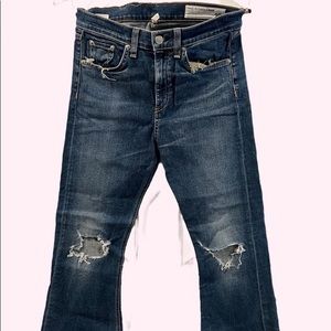 Rag & Bone Distressed Flared Crop Jeans
